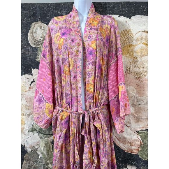 New Free People X Spell Hibiscus Lane Maxi Kimono M/L - Picture 5 of 7